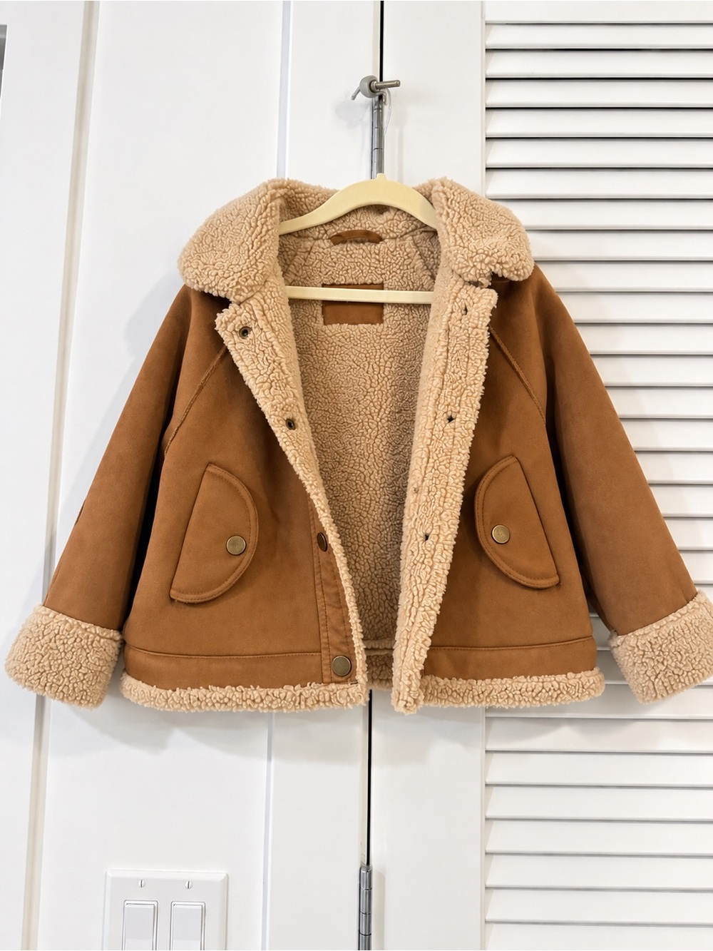 Zara Tan Sherpa-Trim Kids Puffer Jacket